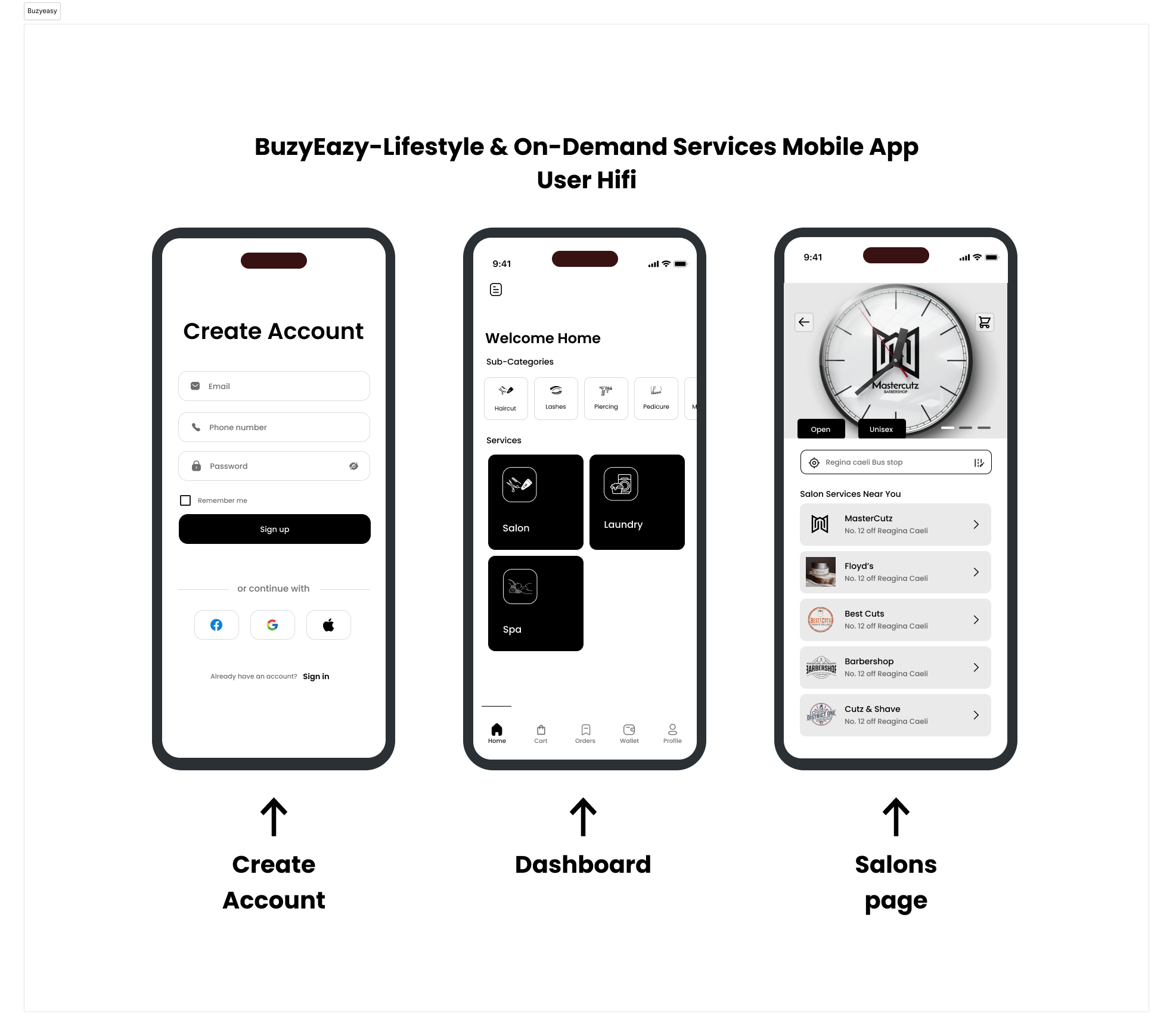 BuzyEazy Mobile App Design